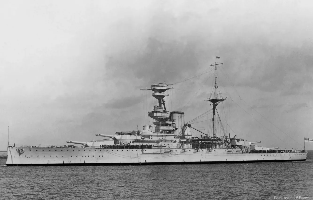 Фото обои ретро, линкор, HMS Royal Oak, 1927 год, Королевского Флота Великобритании