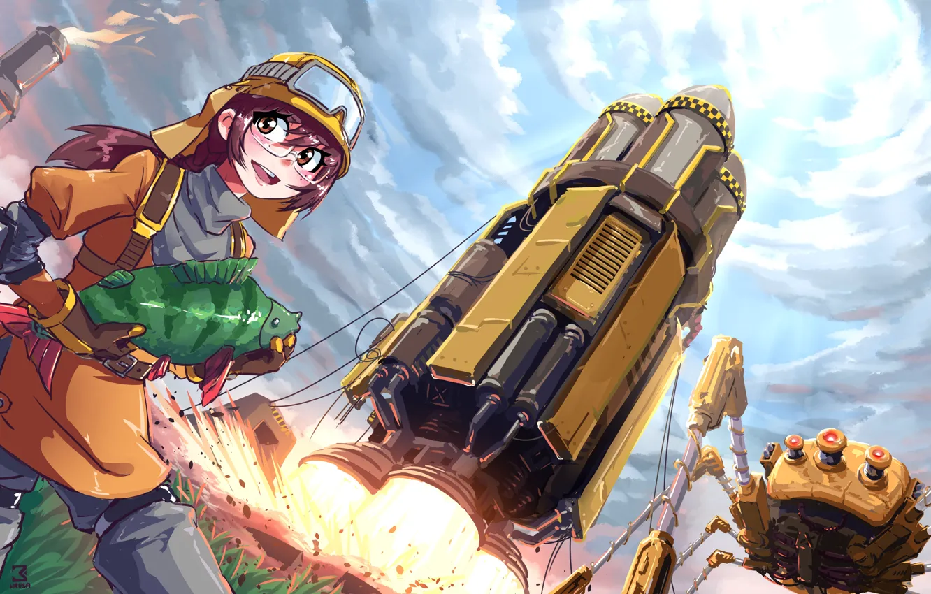 Фото обои ракета, games, art, Factorio, робот паук