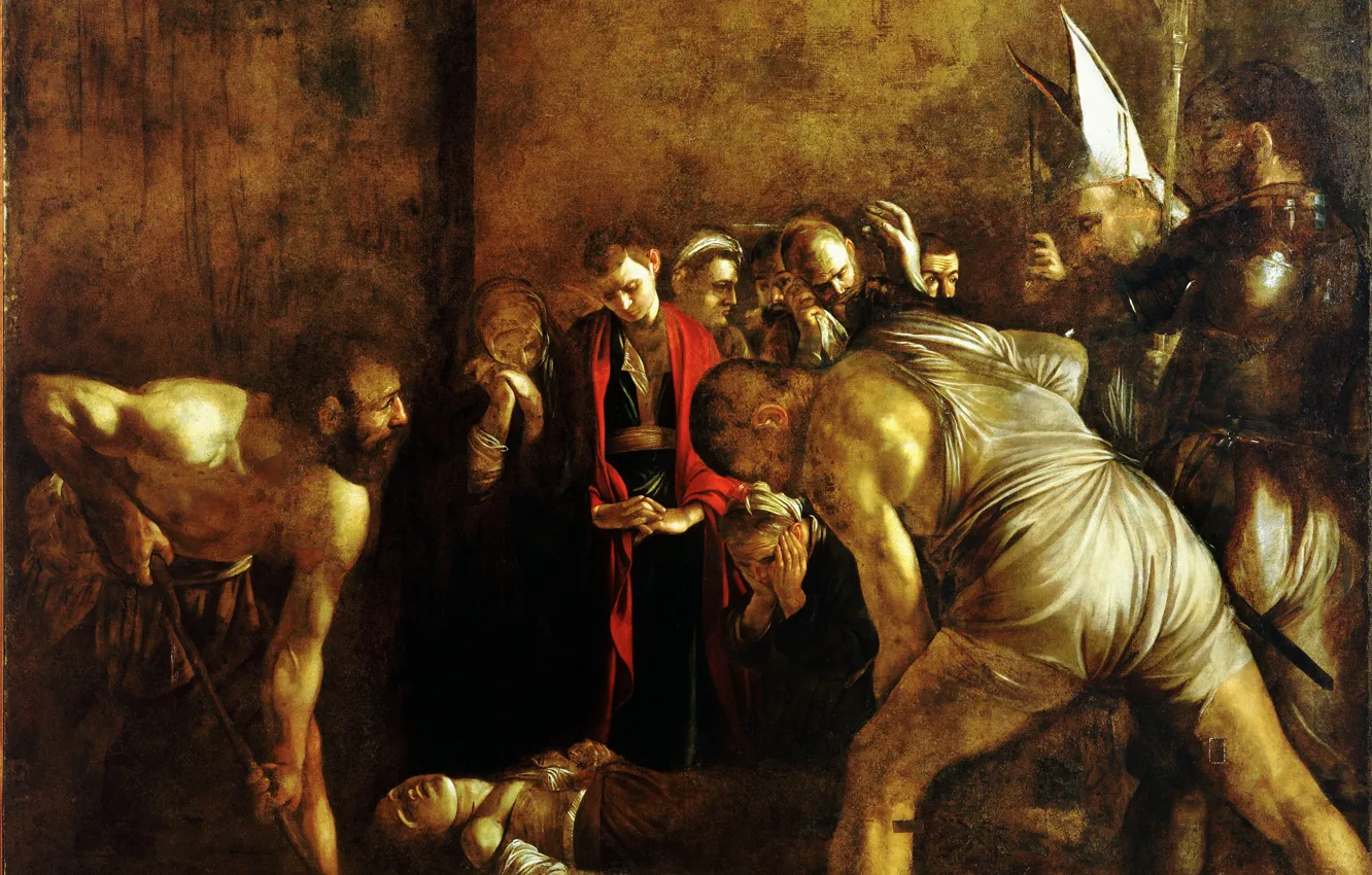 Фото обои картина, Караваджо, мифология, Микеланджело Меризи да Караваджо, Погребение Святой Лючии