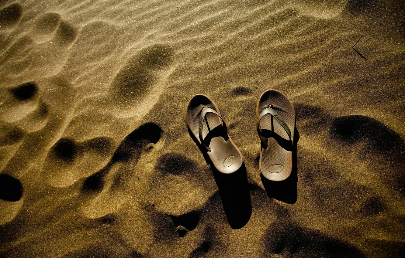 Фото обои песок, пляж, тапки, золотистый, дюна