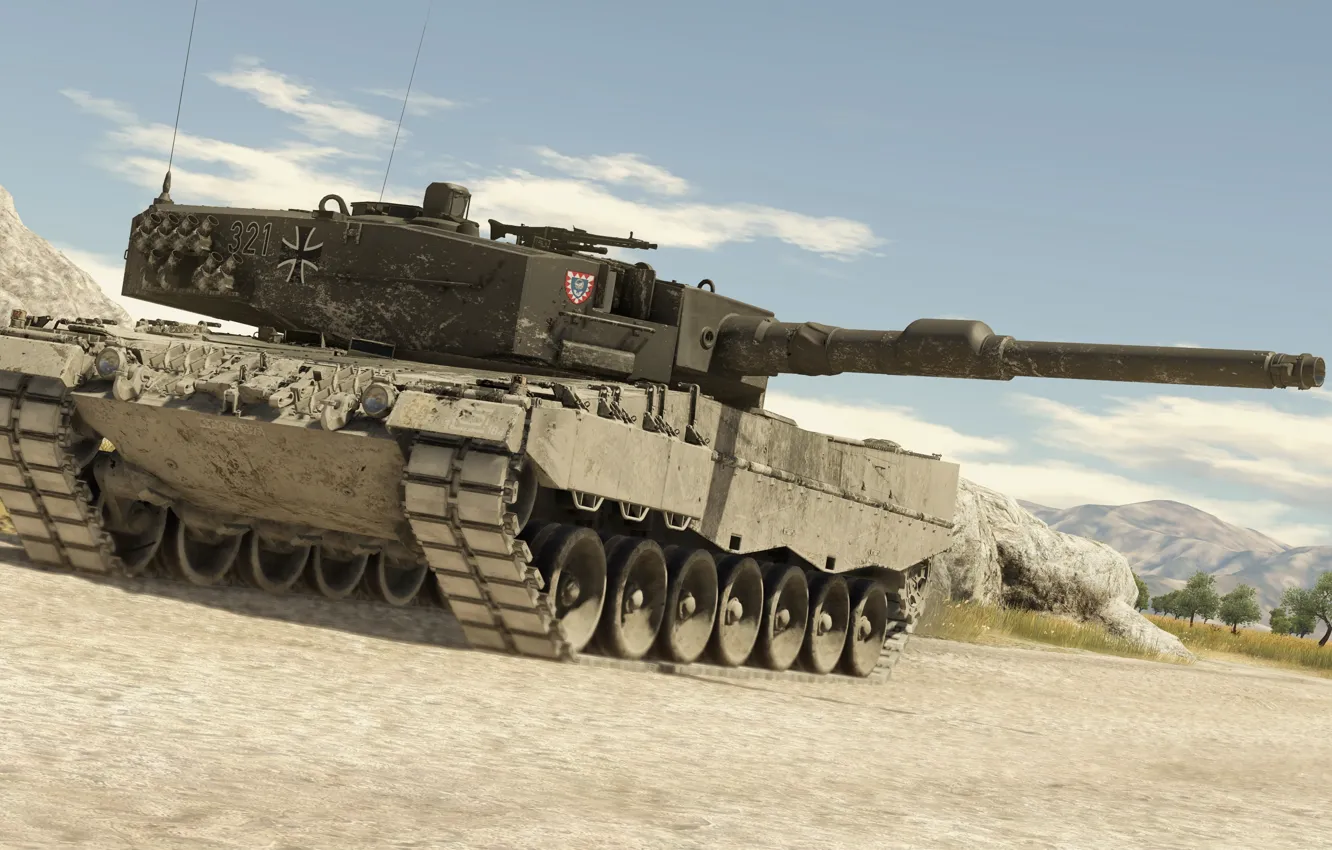 Фото обои Германия, Танк, Game, Leopard 2A4, War Thunder, Gaijin Entertainment, Компьютерная многопользовательская игра