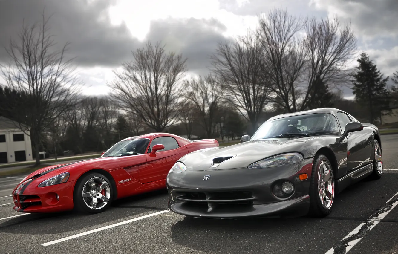 Фото обои красный, серый, тачки, авто обои, sport car, Dodge viper