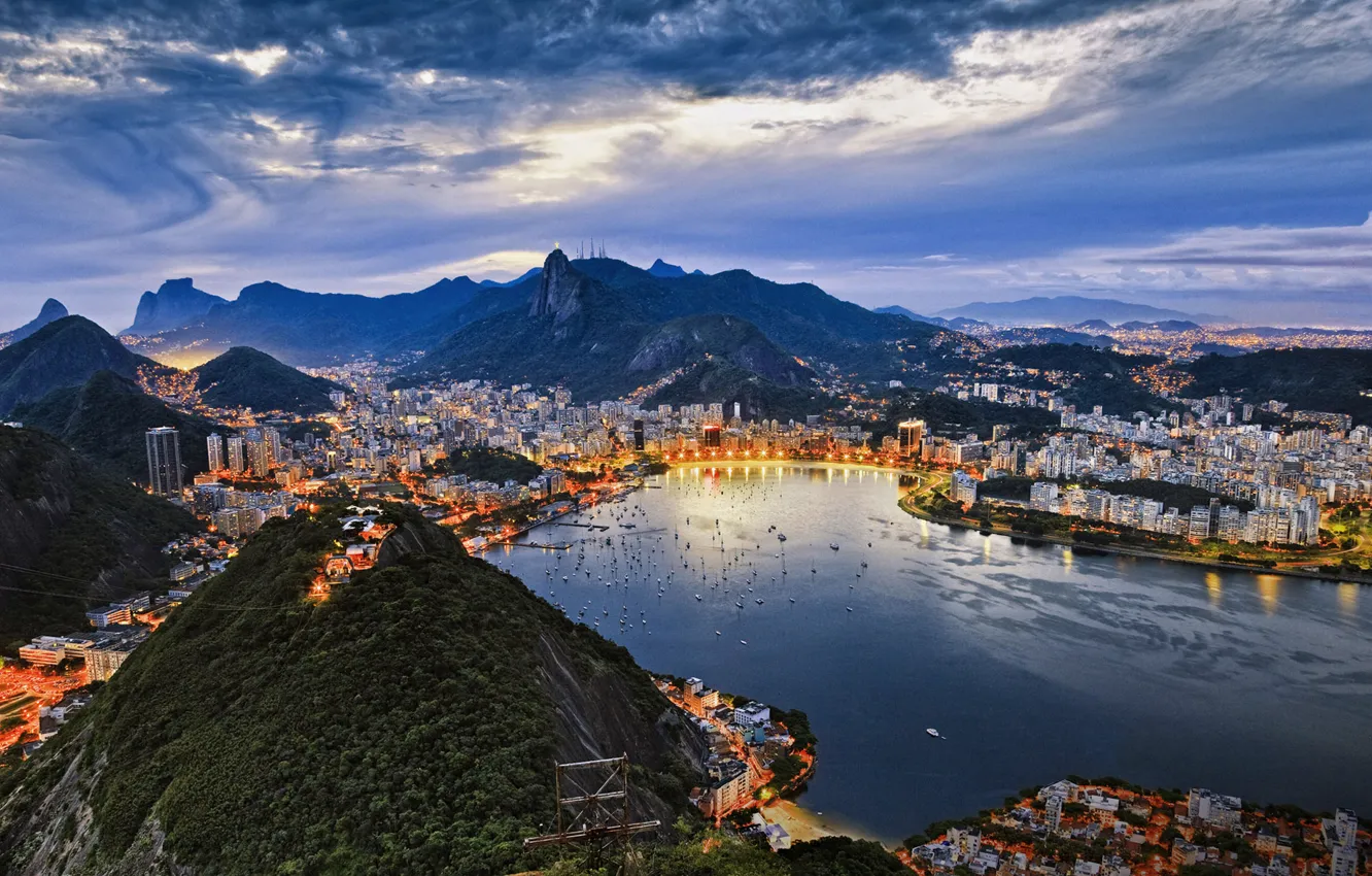 Фото обои город, бухта, Бразилия, Рио-де-Жанейро, гуанабара