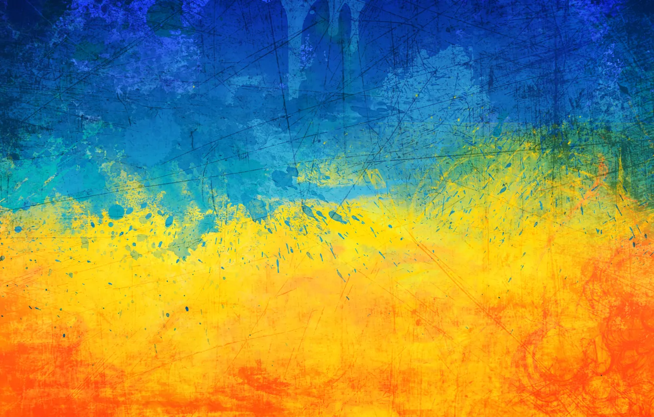 Фото обои Желтый, Голубой, Украина, Флаг Украины