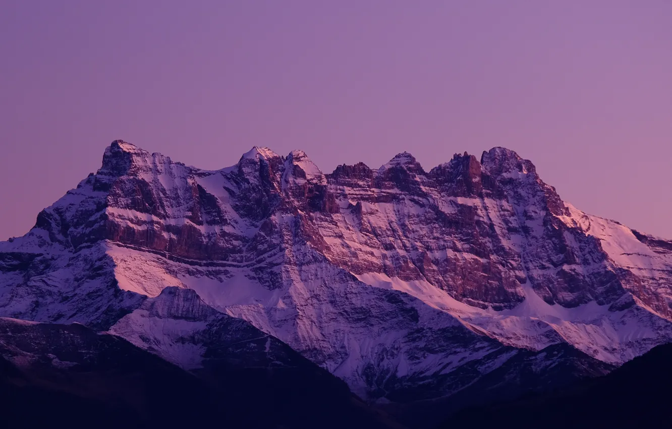 Фото обои зима, небо, снег, горы, природа, скалы, Швейцария, сумерки