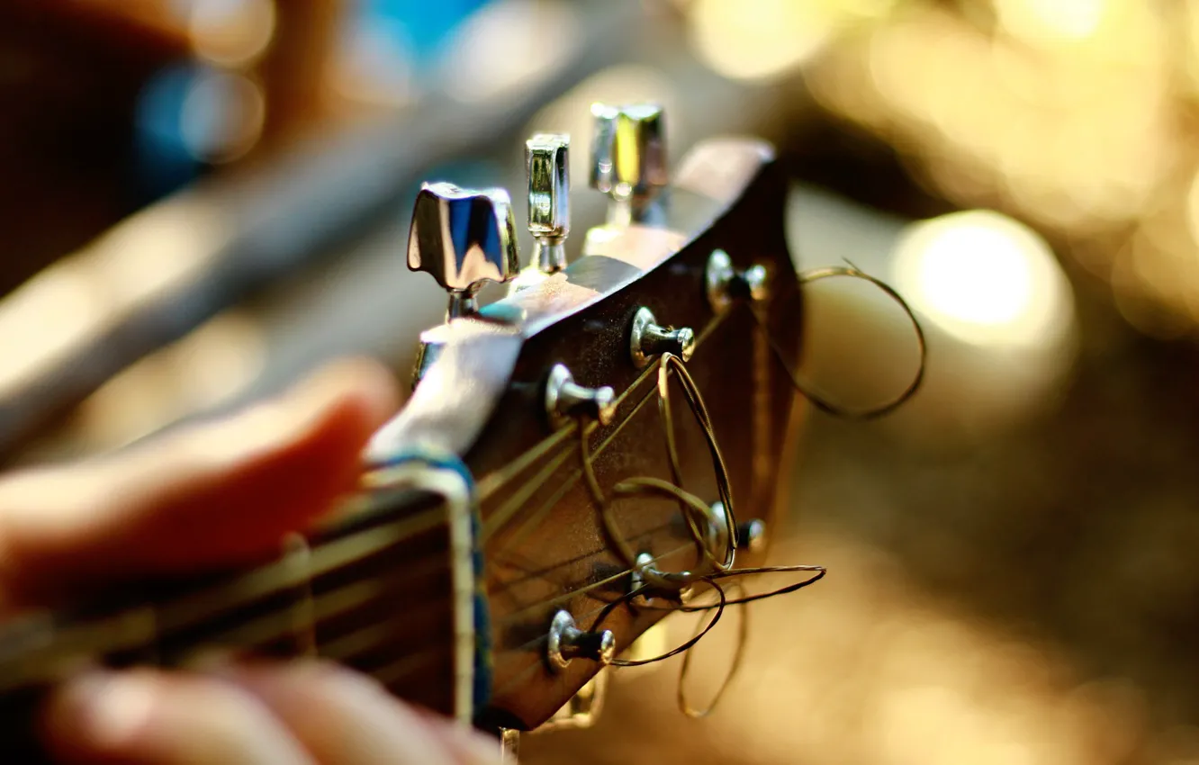 Фото обои инструмент, гитара, струны, гриф