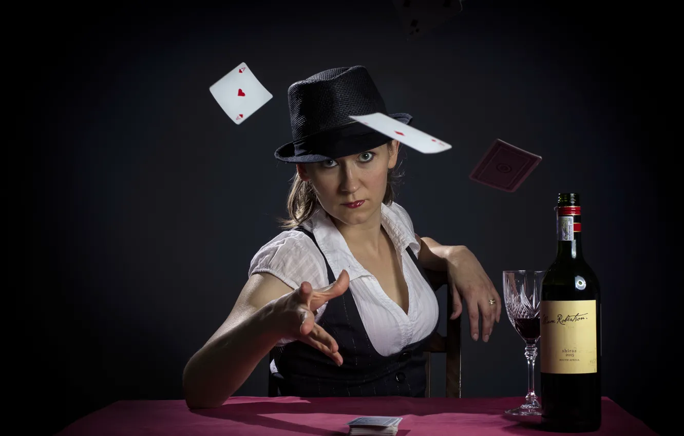 Фото обои карты, игры, женщина, Poker Face