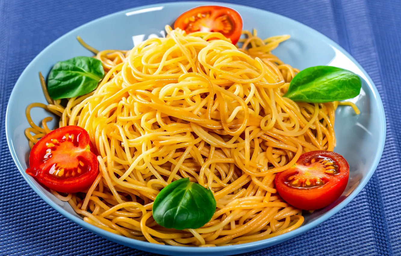 Фото обои помидоры, спагетти, паста