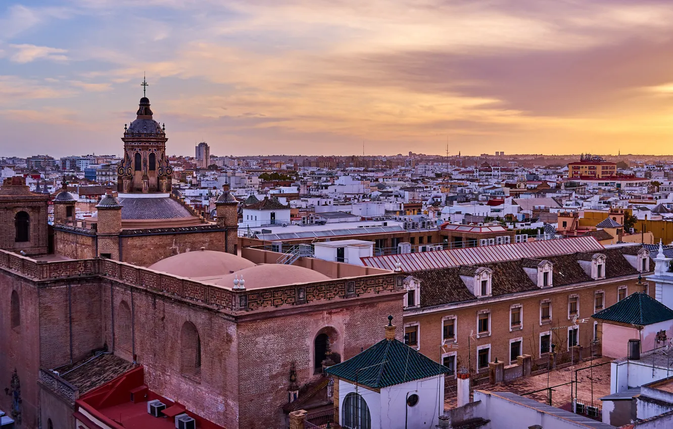 Фото обои город, Sunset, Seville