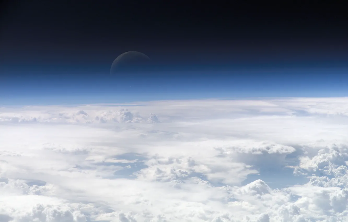 Фото обои планета, Облака, атмосфера, Космос
