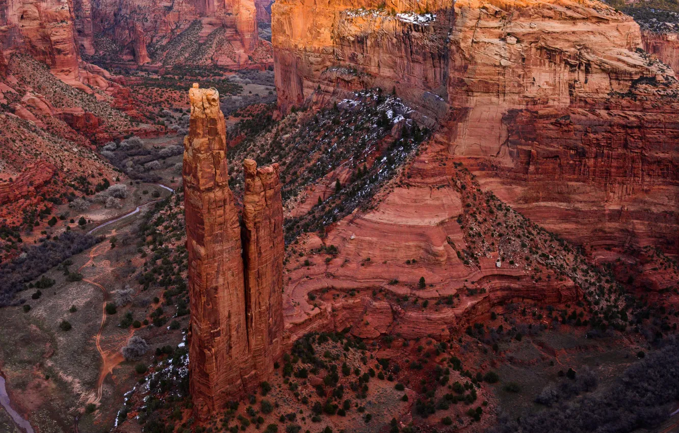 Фото обои природа, скала, столб, Аризона, США, Каньон-де-Шей