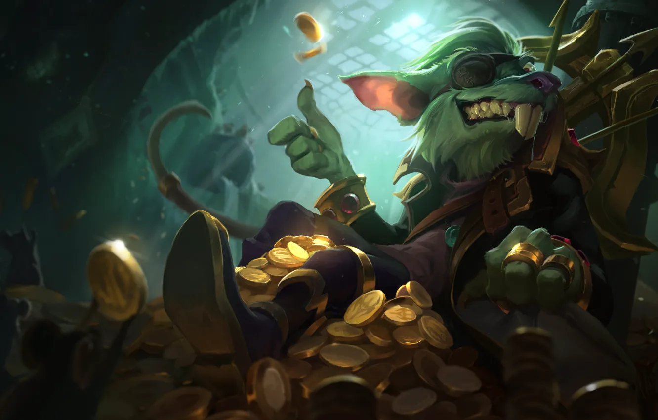 Фото обои фэнтези, колодец, крысы, сокровища, League of Legends, Riot Games, Twitch, Xi Zhang
