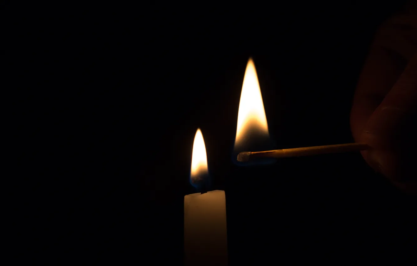 Фото обои огонь, свеча, спичка