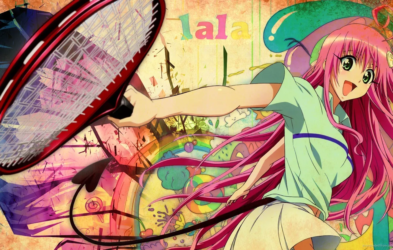 Фото обои аниме, арт, ракетка, девочка, теннис