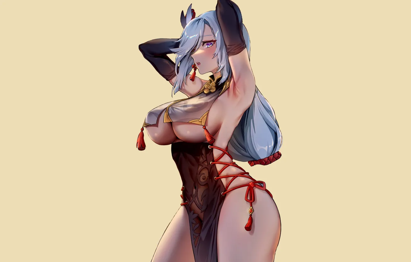 Фото обои girl, sexy, boobs, anime, babe, oppai, armpit, thick