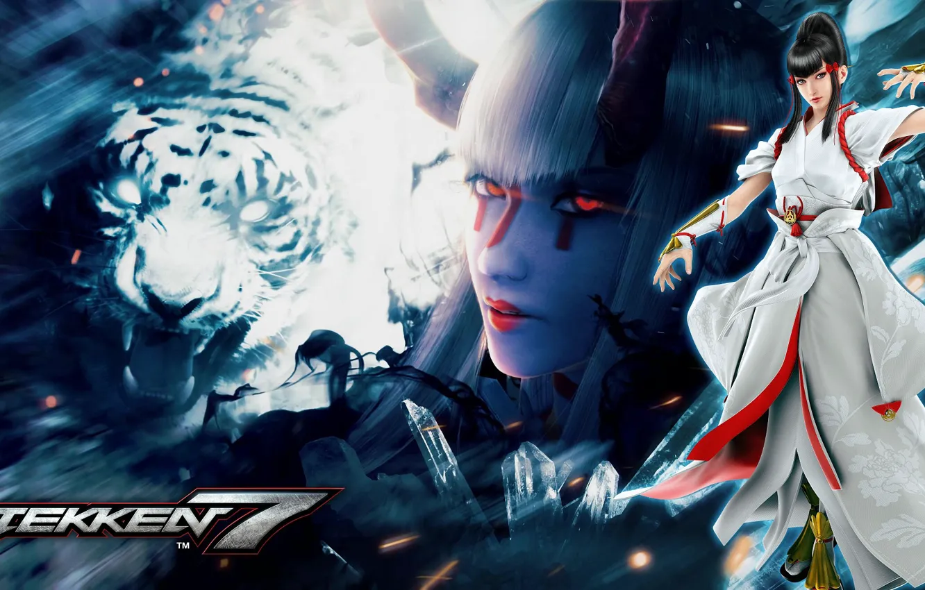 Фото обои Тигр, Tekken, Tekken 7, Kazumi Mishima