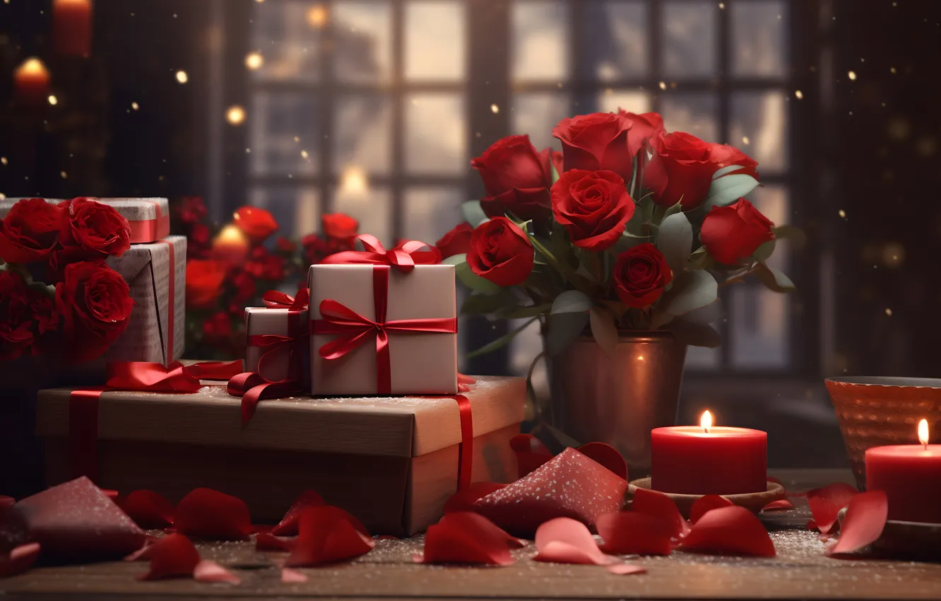 Фото обои любовь, цветы, подарок, романтика, сердце, розы, love, happy