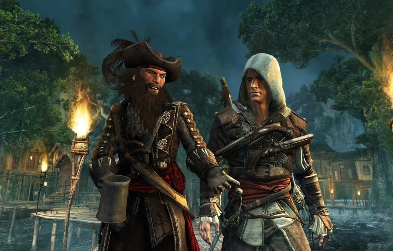 Фото обои пират, ассасин, Black Flag, Эдвард Кенуэй, Assassin’s Creed IV, Черная борода