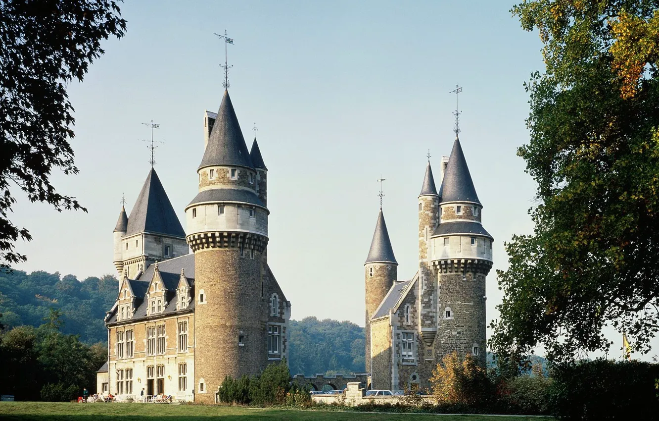 Фото обои Лес, Замок, Бельгия