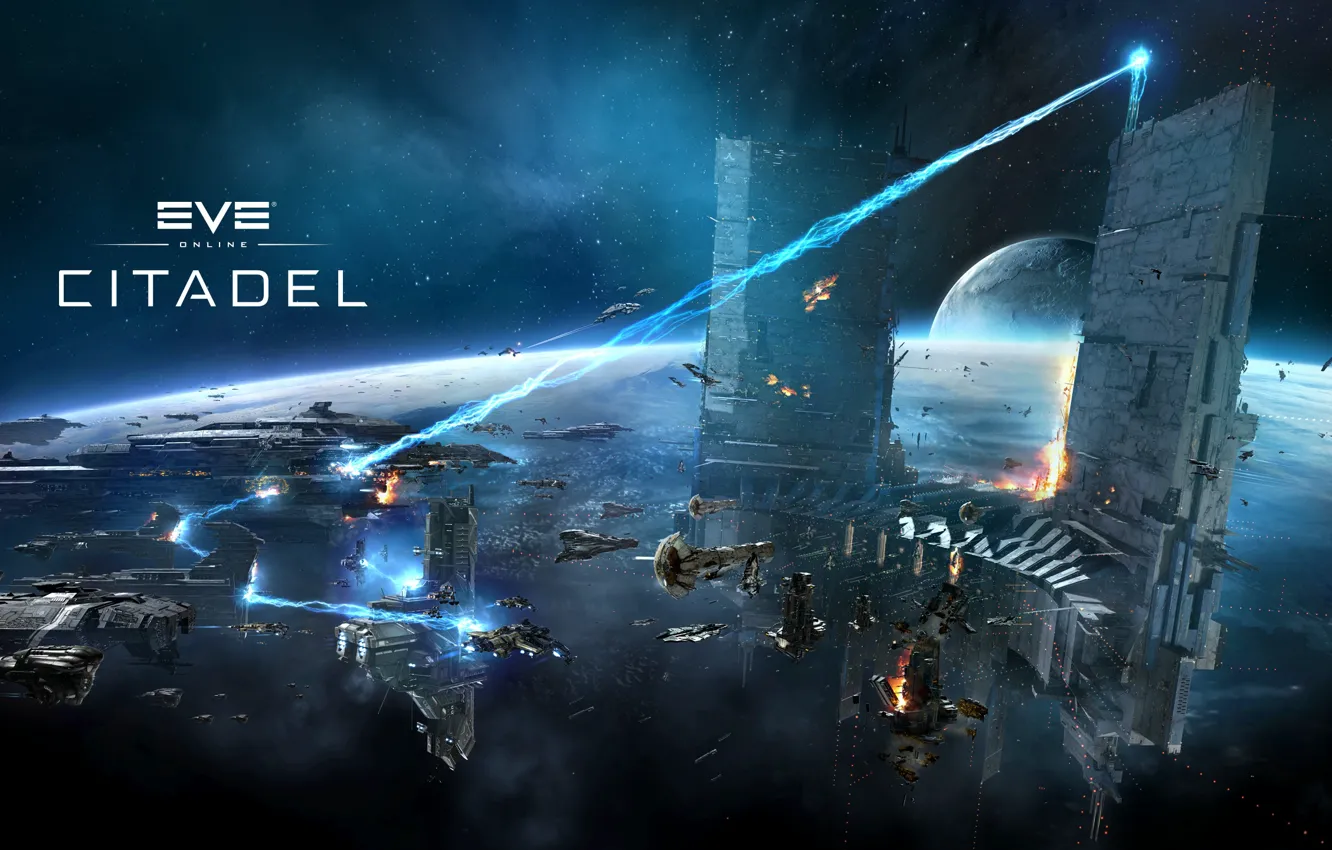 Фото обои Citadel, космический корабль, space, battle, станция, планета, космоопера, космос