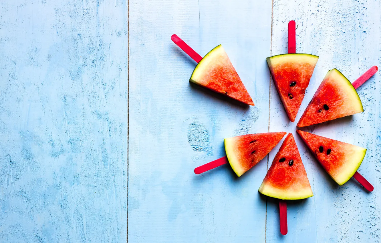 Фото обои Арбуз, мята, Watermelon, дольки семена, slices seeds