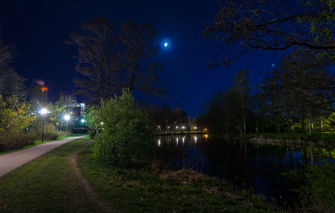 Фото обои дорога, ночь, луна, moon, Nature, road, night