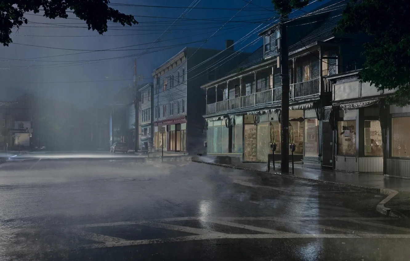 Фото обои rain, night, street, town