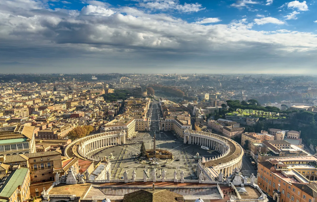 Фото обои Рим, Италия, панорама, Ватикан, Площадь Святого Петра