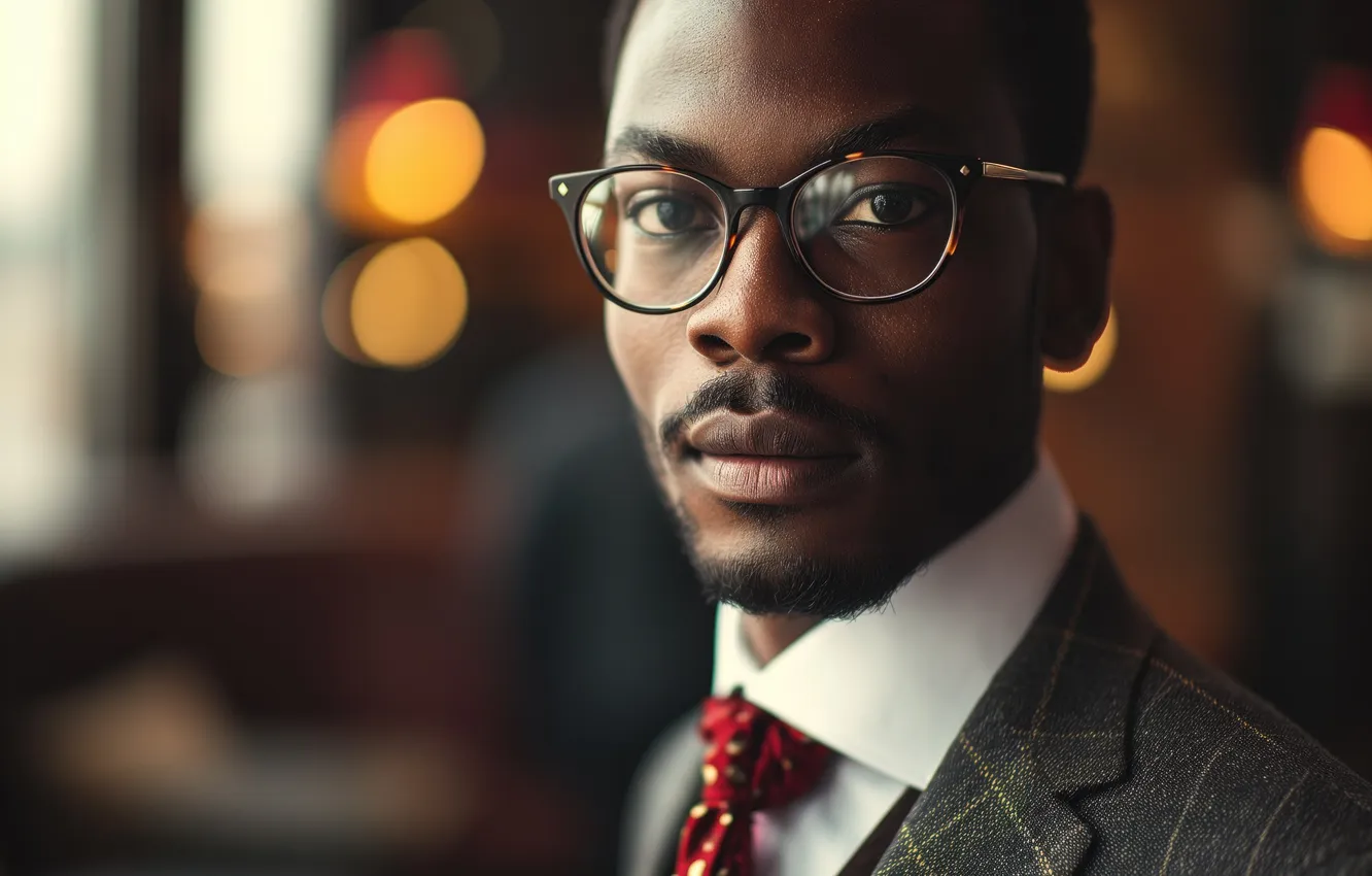 Фото обои man, look, glasses, suit