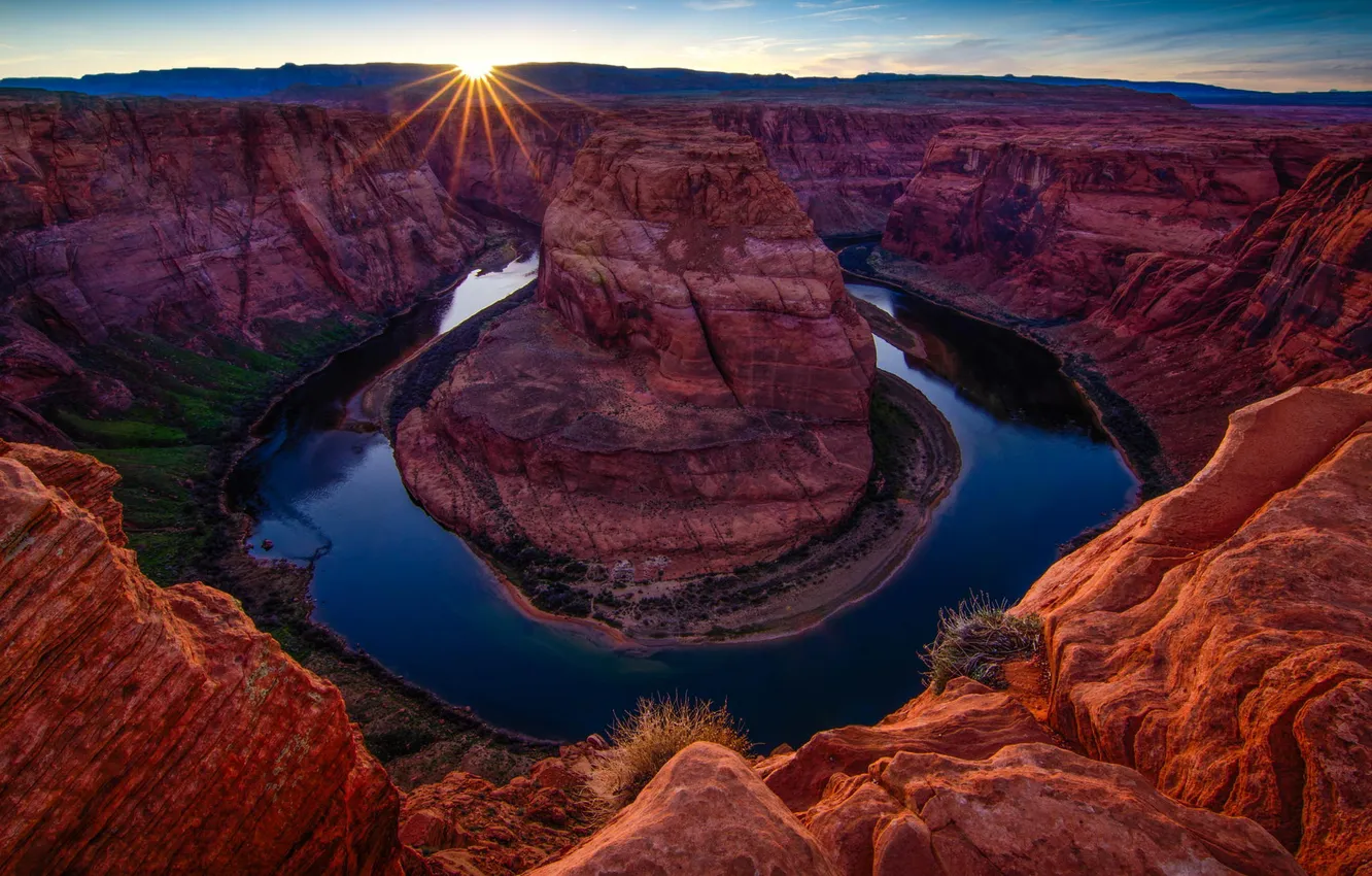 Фото обои природа, река, каньон, arizona, red dessert, colorado river, Horse shoe bend