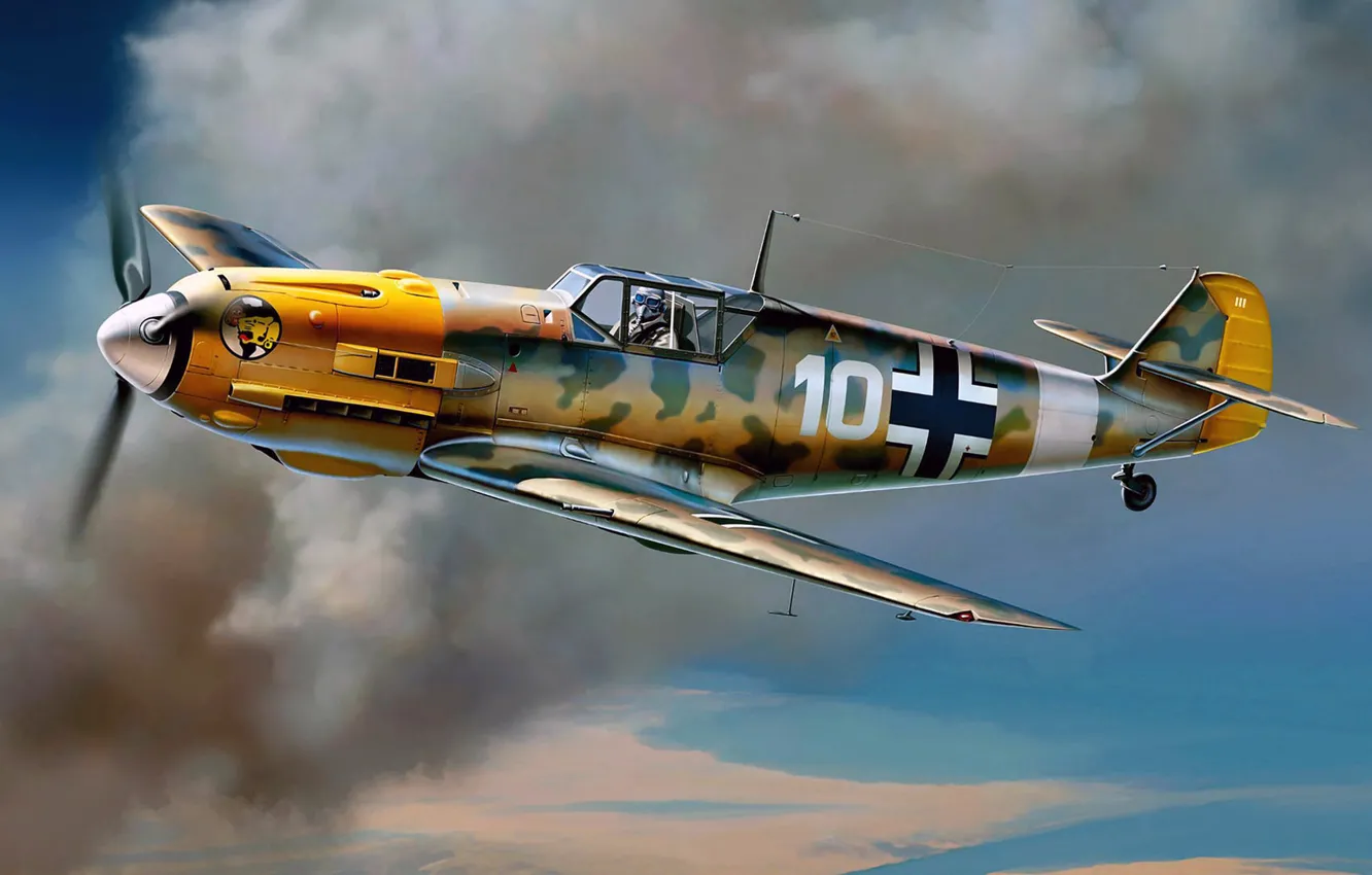 Фото обои рисунок, арт, Messerschmitt, люфтваффе, Emil, одномоторный поршневой истребитель-низкоплан, Bf.109E