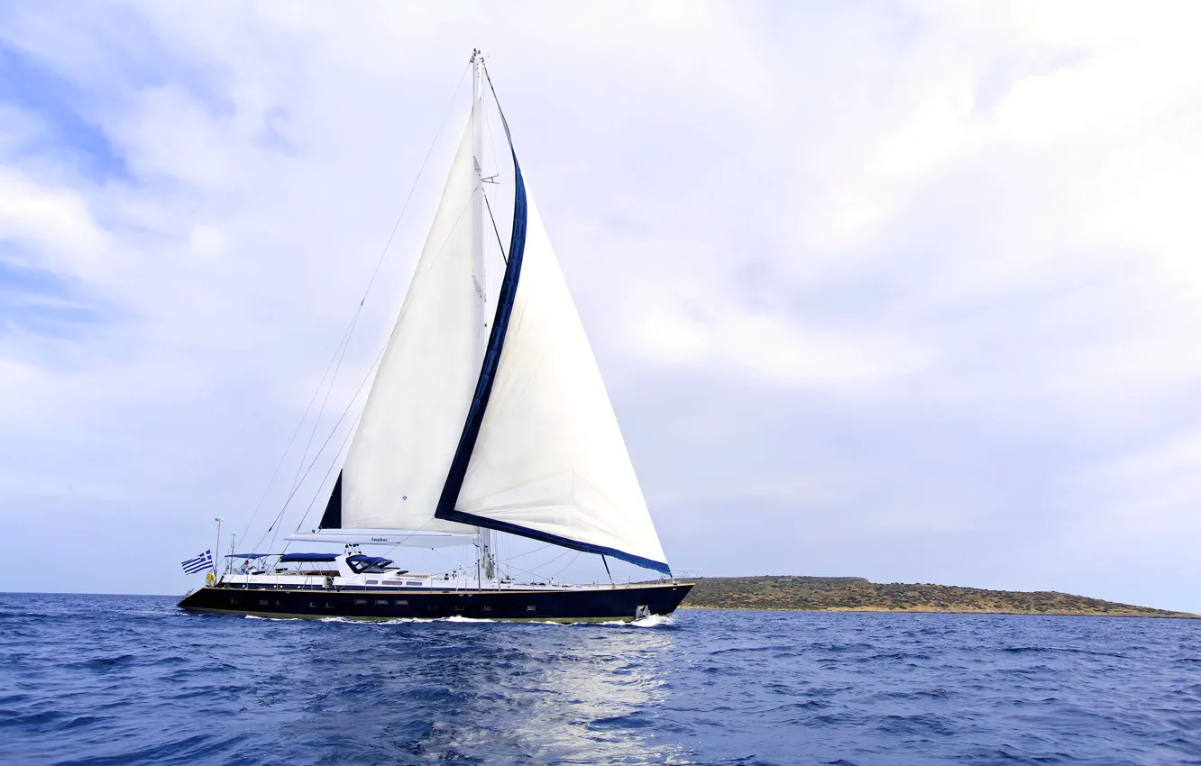 Фото обои View, Greece, Dynamique Yacht Amadeus, Sailing Yacht