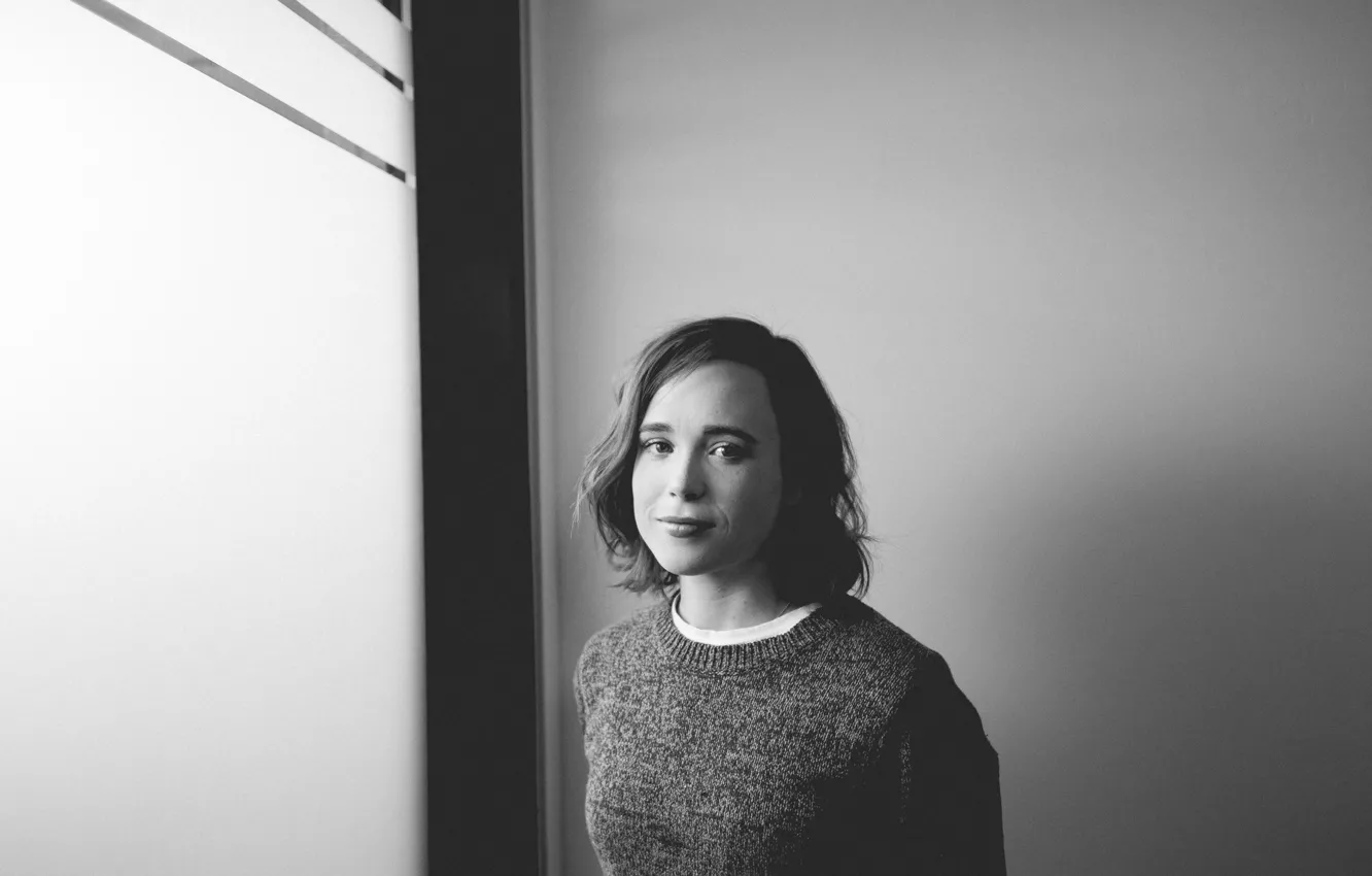 Фото обои фото, актриса, брюнетка, черно-белое, Эллен Пейдж, Ellen Page, Brandon Kapelow