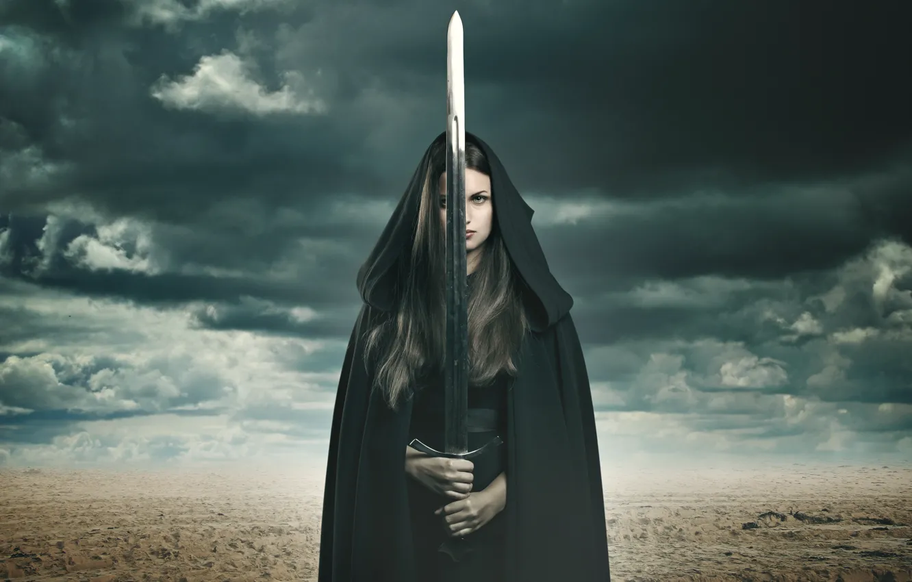 Фото обои sword, pose, female
