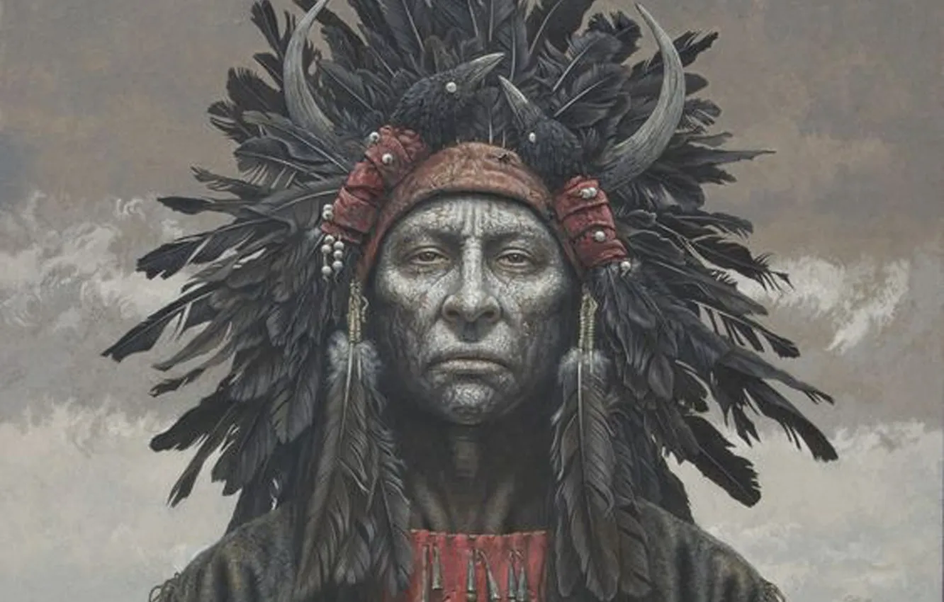 Фото обои art, native american, The chief, kirby sadler