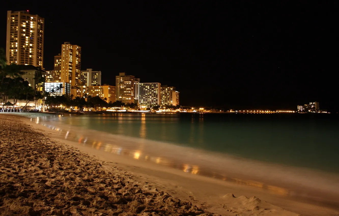 Фото обои пляж, романтика, ночное побережье