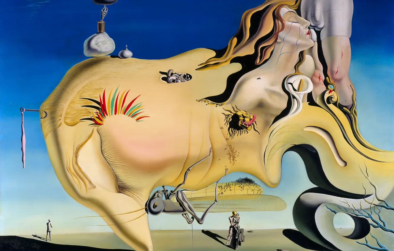 Фото обои эротика, сюрреализм, картина, Сальвадор Дали, Salvador Dali, Лицо Великого Онаниста