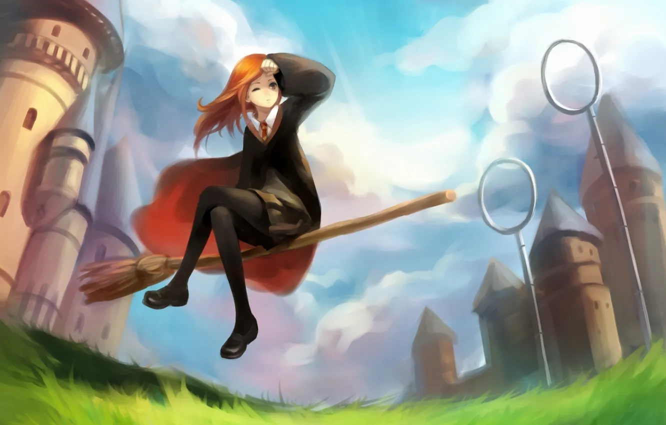 Фото обои девушка, арт, летит, джинни уизли, ginny weasley