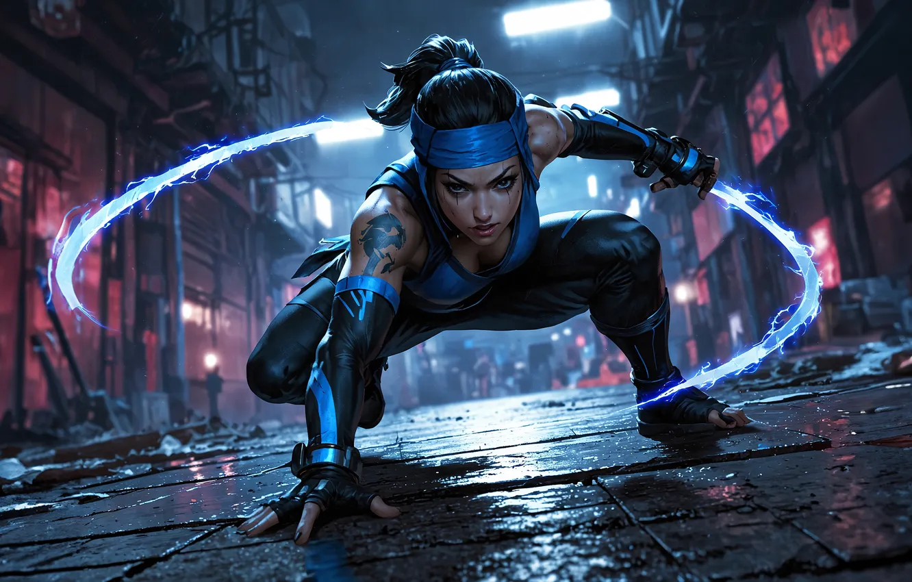 Фото обои girl, warrior, AI art