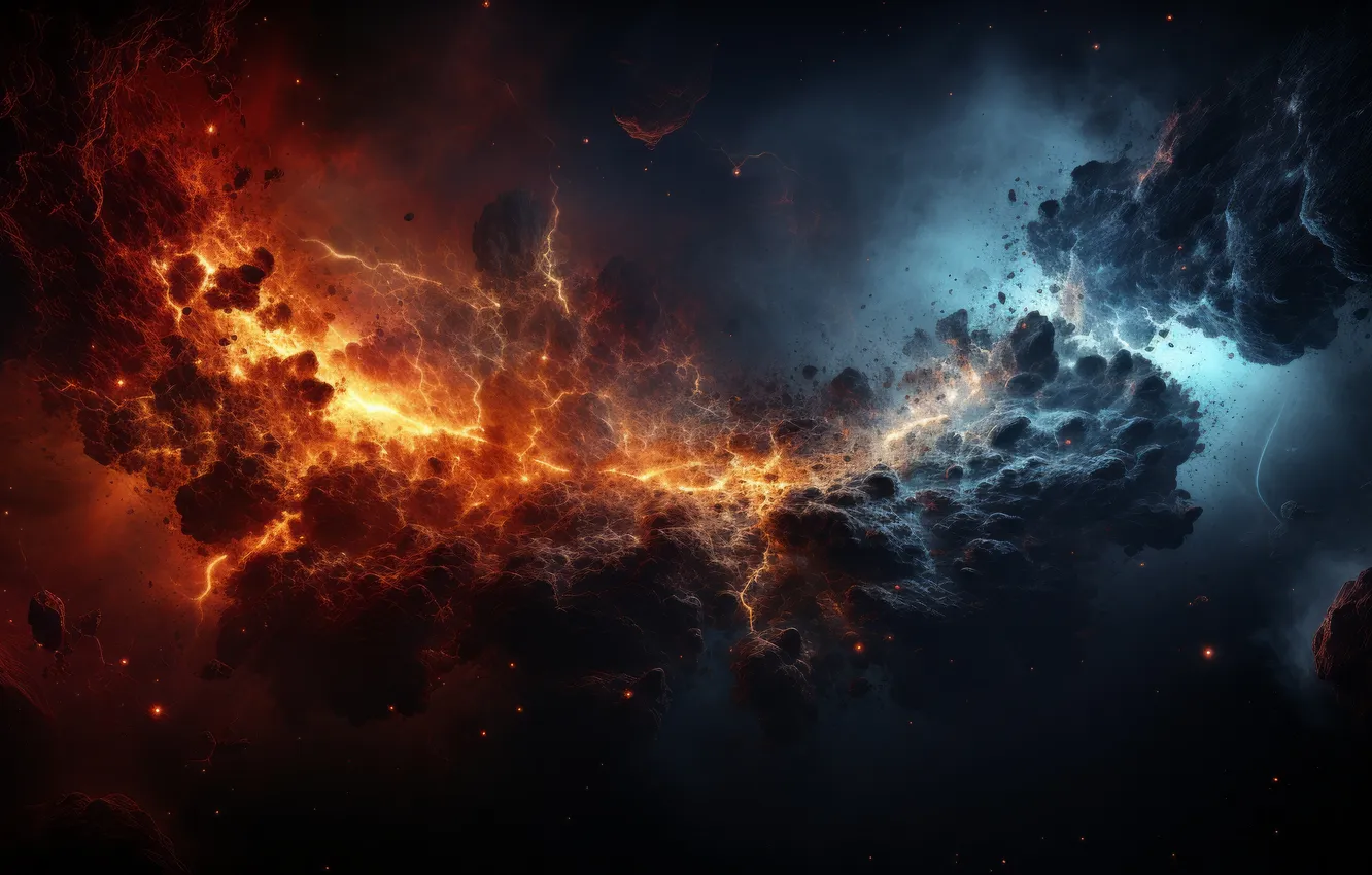 Фото обои colorful, space, clouds, digital art, illustration