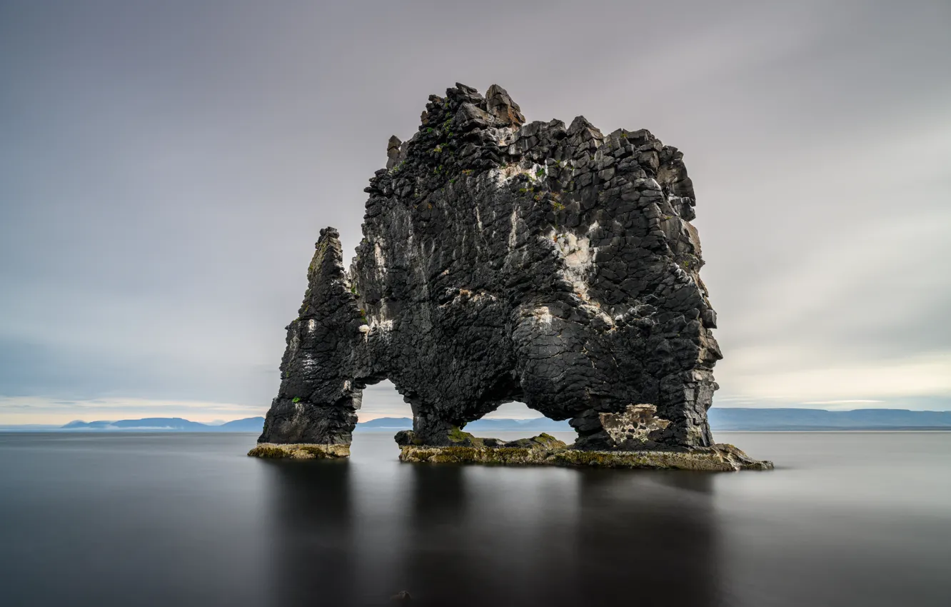 Фото обои скала, Исландия, Hvítserkur, Vatnsnes