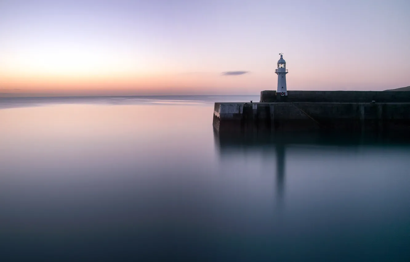 Фото обои sunset, Cornwall, Mevagissey lighthouse