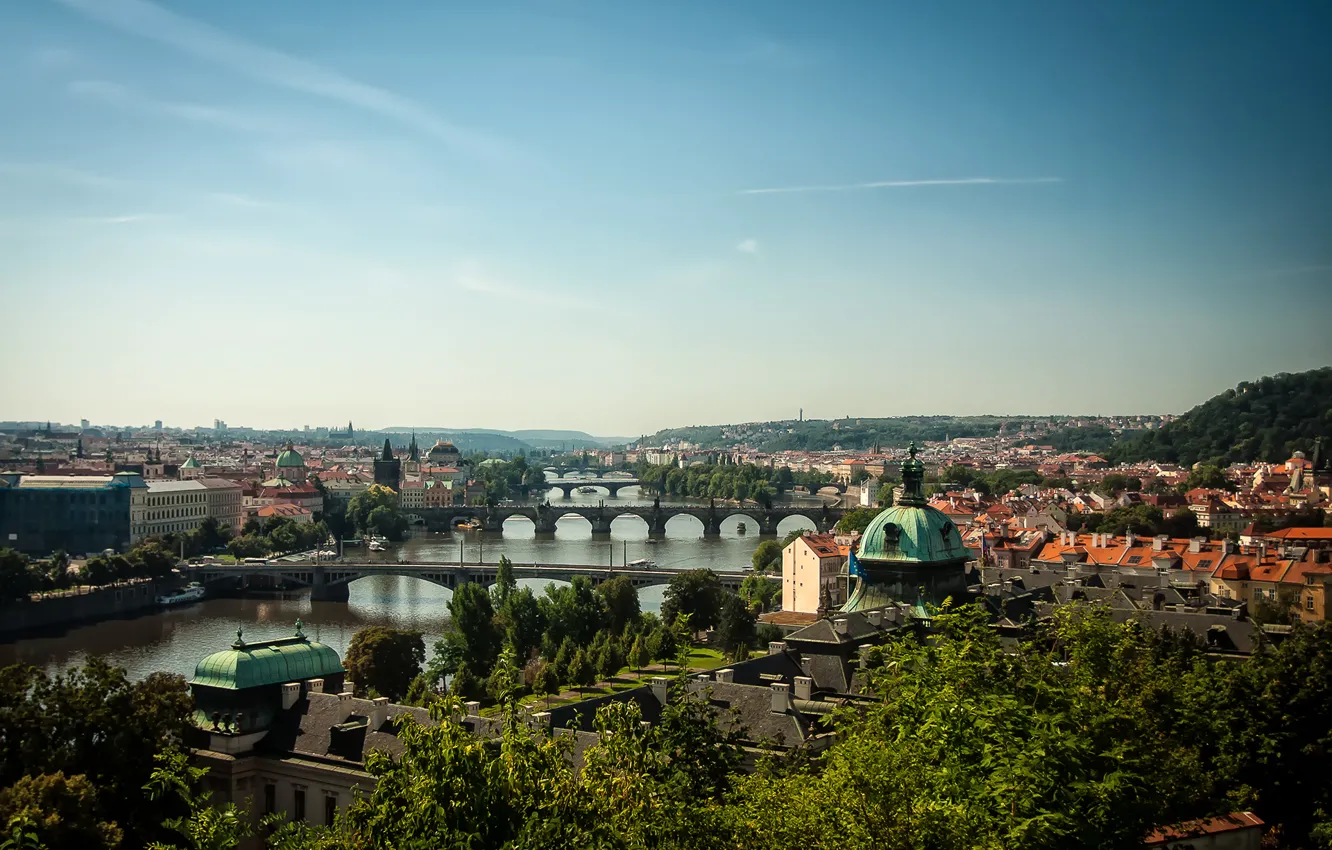 Фото обои Мост, Прага, Чехия, Prague, Влтава, Praha, Karluv Most, Карлов Мост