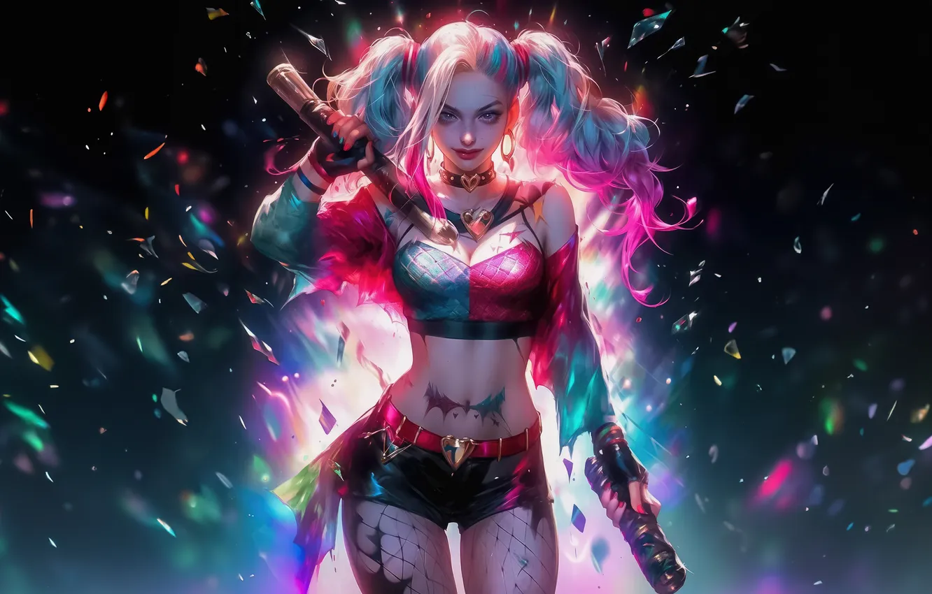 Фото обои harley quinn, vengeance, vibrant