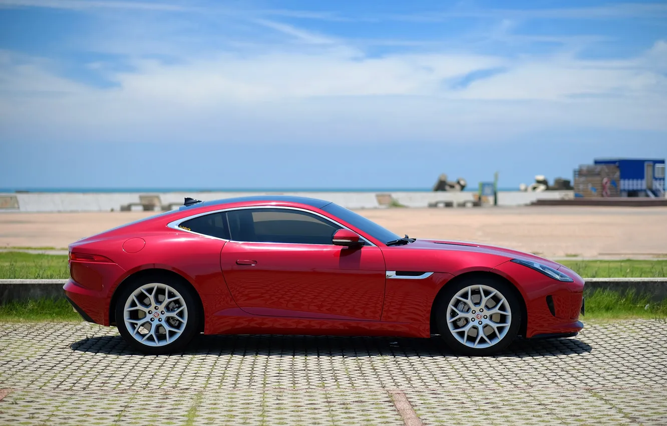 Фото обои красный, дизайн, стиль, Jaguar, Ягуар, вид сбоку
