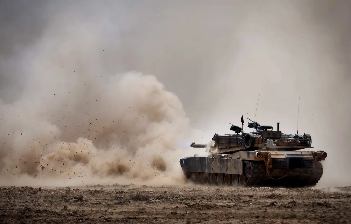 Фото обои выстрел, танк, M1A1 Abrams