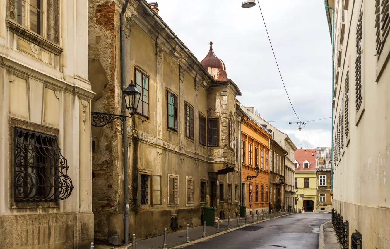Фото обои улица, дома, переулок, Хорватия, Загреб