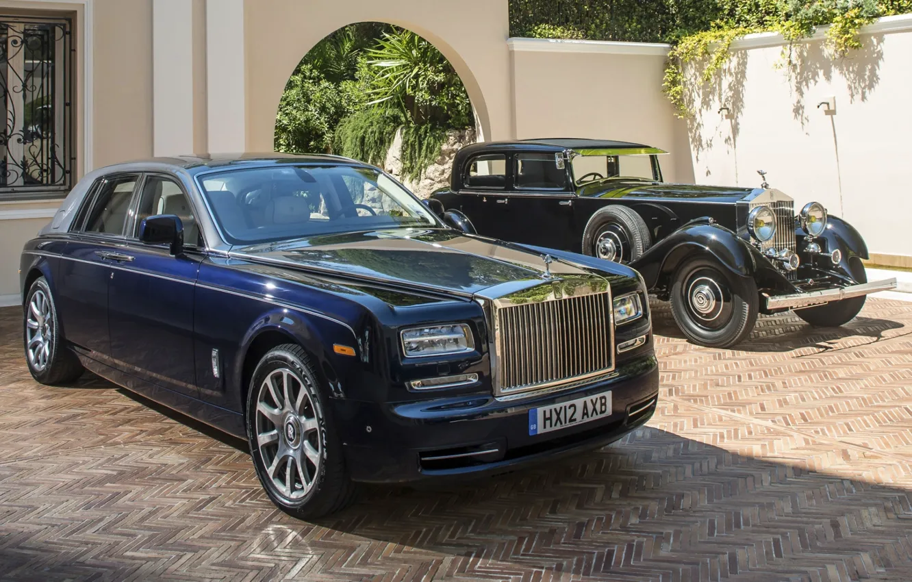 Фото обои фон, Rolls-Royce, Phantom, седан, передок, лимузин, Фантом, старый и новый