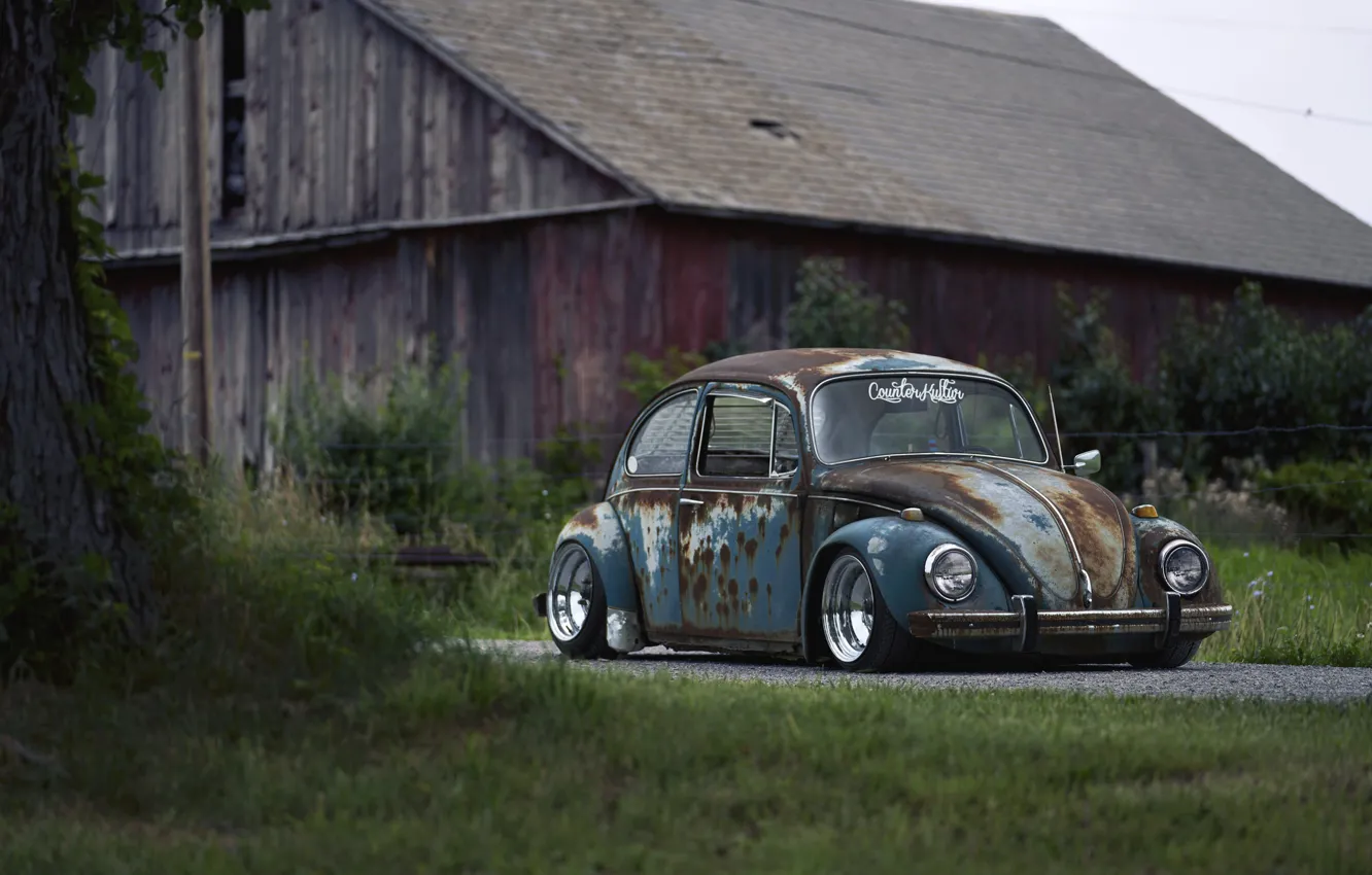 Фото обои Volkswagen, Old, Beetle, Rusty
