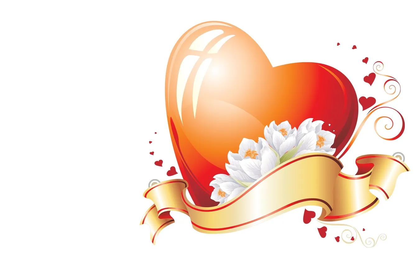 Фото обои цветы, праздник, сердце, арт, лента, сердечки, валентинка, День Святого Валентина